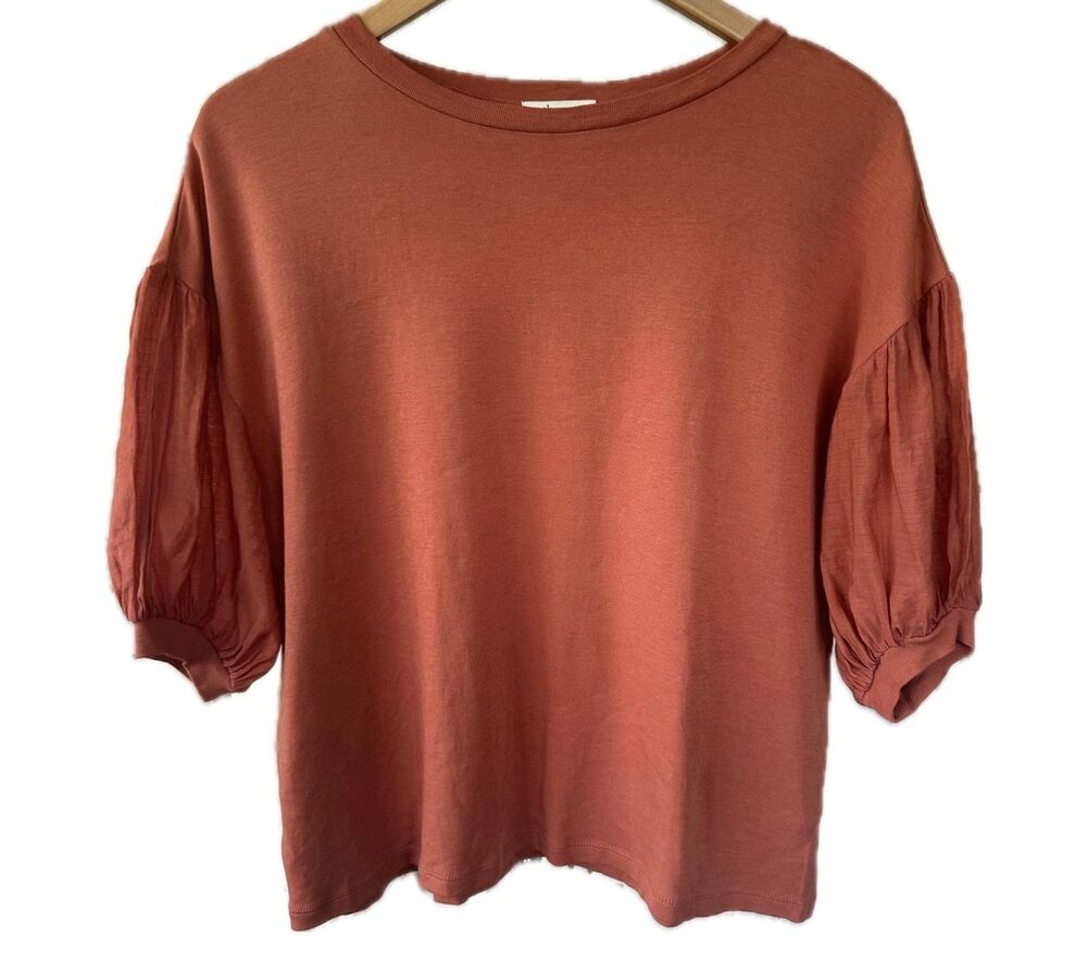 Earth Music & Ecology 100% Cotton Drop Shoulder Short Balloon Sleeve One Size